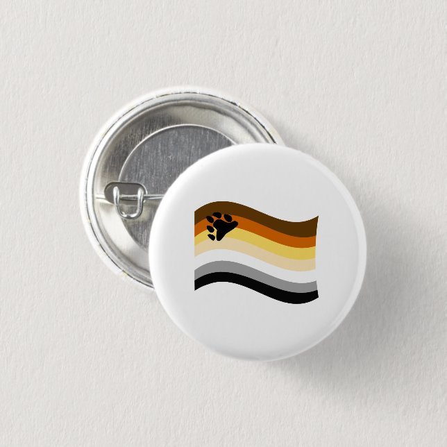 Wavy-Flag Bär Pride Paw Button (Vorne & Hinten)
