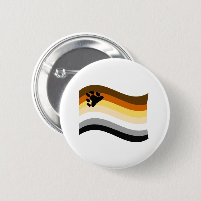 Wavy-Flag Bär Pride Paw Button (Vorne & Hinten)