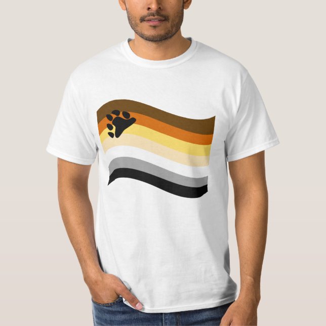Wavy-Flag Bär Pride Paw T-Shirt (Vorderseite)