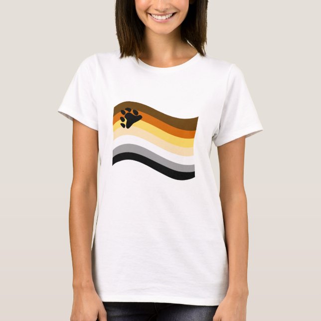 Wavy-Flag Bär Pride Paw T-Shirt (Vorderseite)