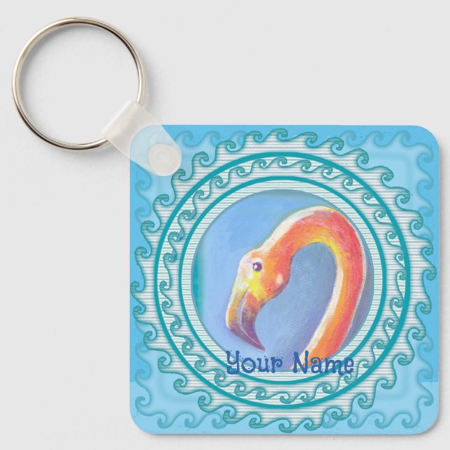 Wavy Flamingo  Schlüsselanhänger (Vorderseite)