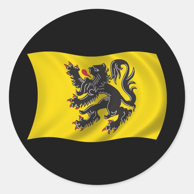 Wavy Flanders Flag Runder Aufkleber (Vorderseite)