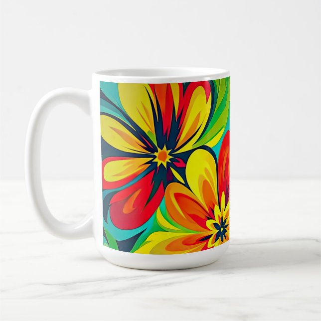 Wavy Floral Expressionist Design Kaffeetasse (Links)