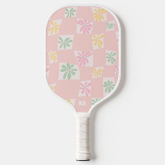 Wavy Floral Karo Pickleball Schläger