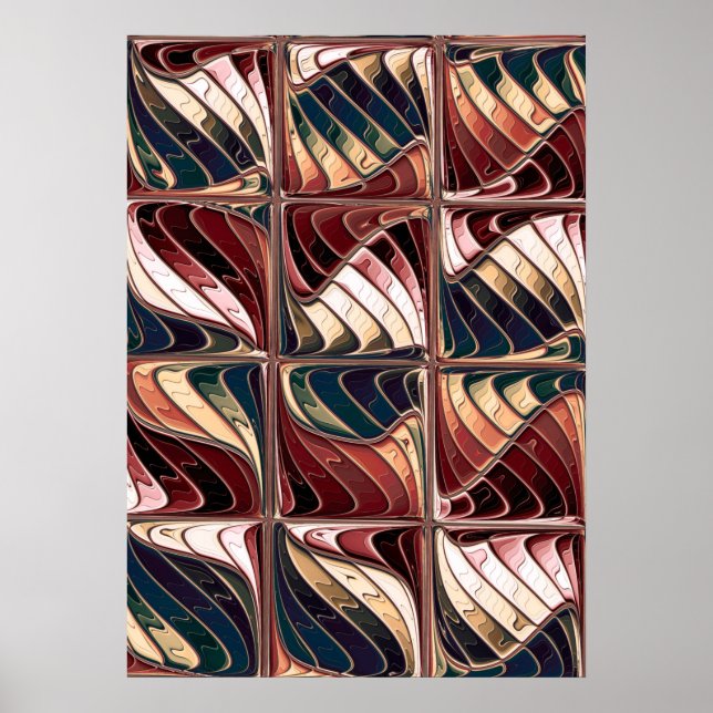 Wavy Fraktal Pattern Poster (Vorne)