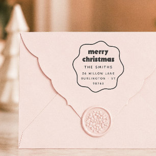 Wavy Frame Bold Frohe Weihnachten Rücksendeadresse Gummistempel