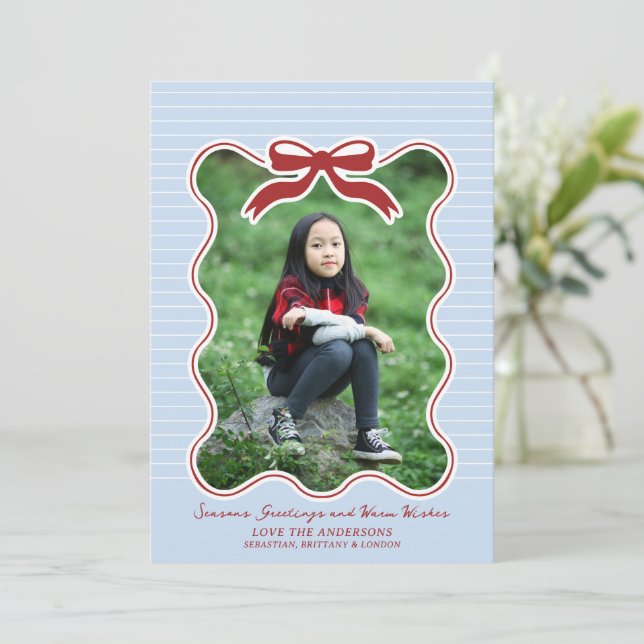 Wavy Frame Bow Pinstriday Weihnachten (Stehend Vorderseite)