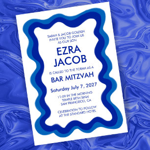 Wavy Frame Modern Chic Custom Bar Bat Mitzvah Einladung
