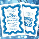 Wavy Frame Modern Custom QR CODE Bar Bat Mitzvah Einladung<br><div class="desc">Perfekte Karte, um eine Fledermausmitzvah, Bar mitzvah oder andere jüdische Feier anzukündigen! Handgefertigte Wavy Frame für Sie auf der Vorderseite! Vollständig anpassbar! Klicken Sie auf "Personalisieren" oben, um den Text zu bearbeiten und Ihren Link zum qr-Code hinzuzufügen. Klicken Sie auf "Bearbeiten mit dem Designwerkzeug", um die Schriftart, Farben und Einstellungen...</div>
