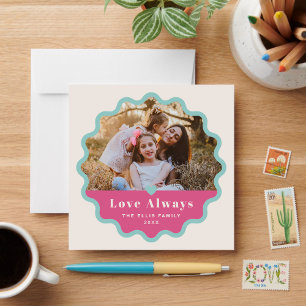 Wavy Frame Valentine's Day Foto Card - Rosa