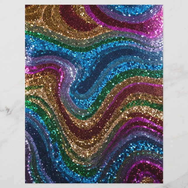 Wavy Glitzer Multicolor Scrapbook Paper (Vorderseite)