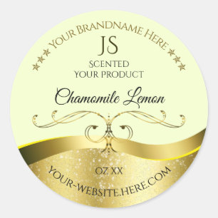 Wavy Gold Deluxe Dekoration Hellgelbes Monogram La Runder Aufkleber