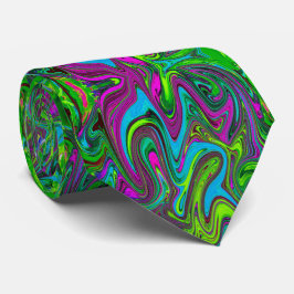 Wavy Green, Blue und Magenta Abstrakt Art Krawatte