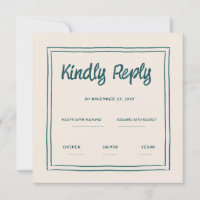 Wavy Green Handwriting Retro Wedding Rsvp