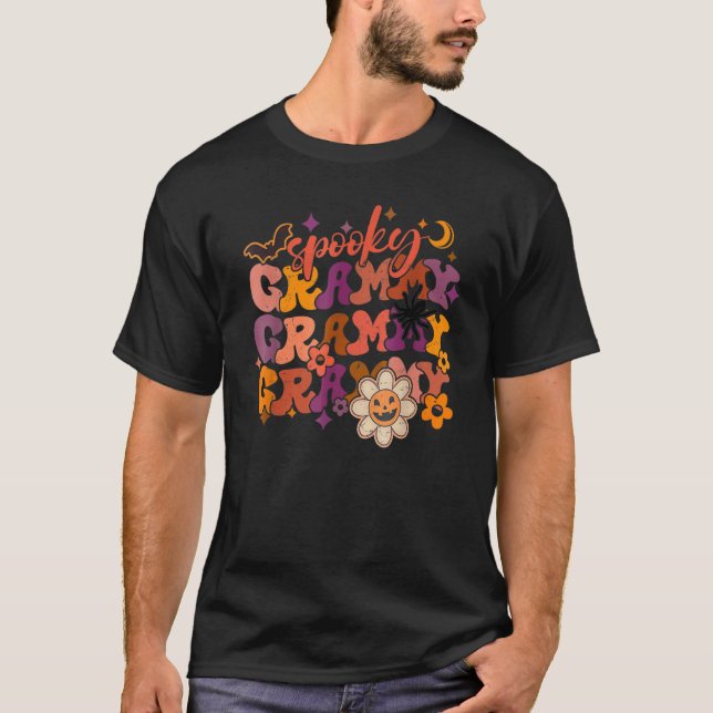 Wavy Groovy Spooky Grammy Faboolous Grammy Hallowe T-Shirt (Vorderseite)