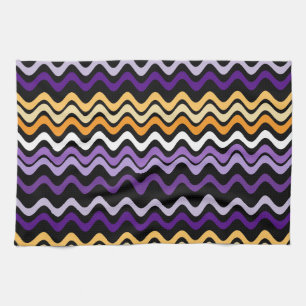 Wavy Groovy Stripes Lila und Orange Geschirrtuch