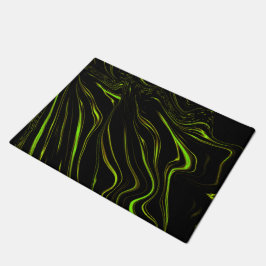 Wavy grün lange Striche auf dunklem Hintergrund Fußmatte
