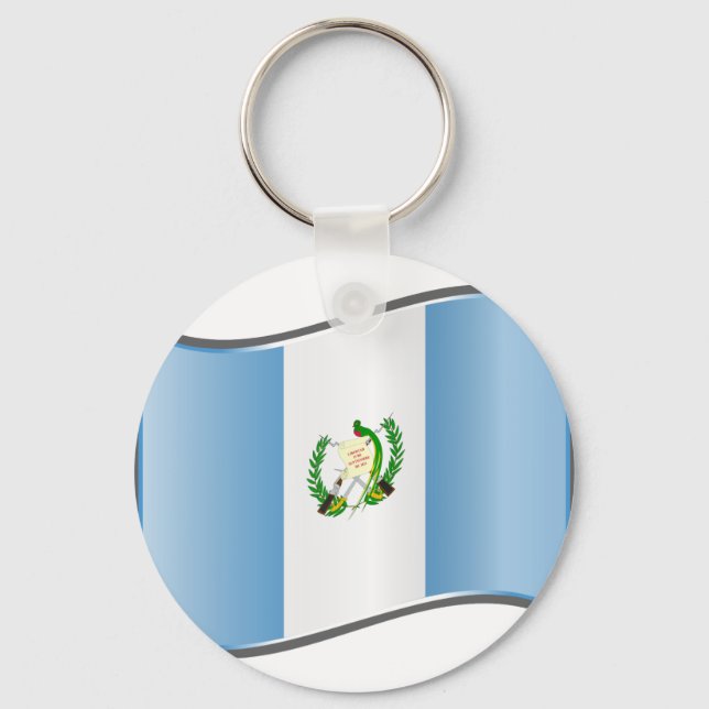 Wavy Guatemala-Flagge Schlüsselanhänger (Vorderseite)