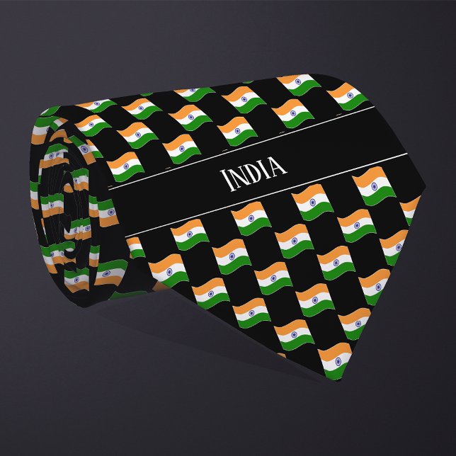 Wavy India Flag-Muster Krawatte (Von Creator hochgeladen)