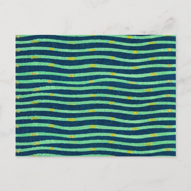 Wavy Japanisches Holzschnitt Textil Postkarte (Vorderseite)