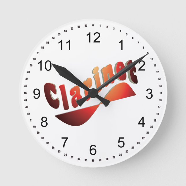 Wavy Klarinette Runde Wanduhr (Vorderseite)