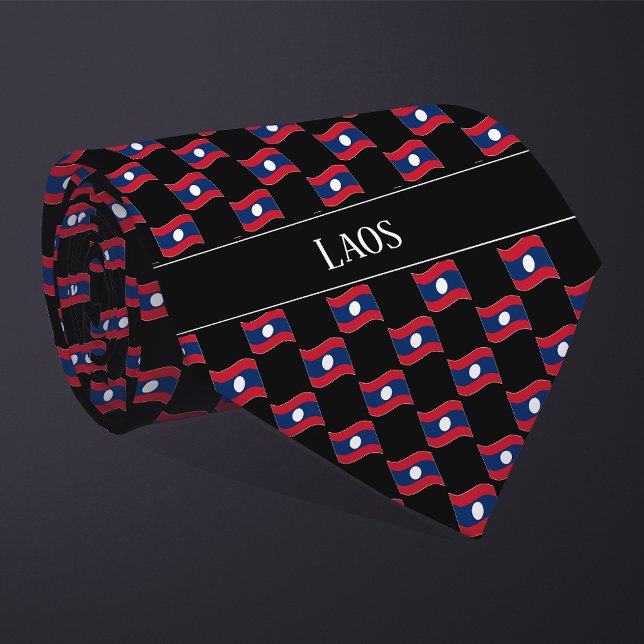 Wavy Laos Flag Muster Krawatte (Von Creator hochgeladen)