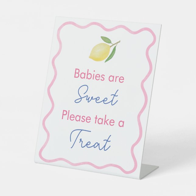 Wavy Line Babys sind süße Baby Dusche Gefallen Sockelschild (Vorderseite)