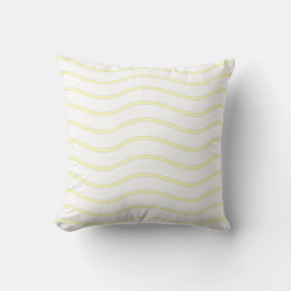 Wavy Lines Design in weißer und gelber Pastellfarb Kissen