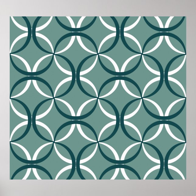 Wavy Lines Green Seamless Muster Poster (Vorne)
