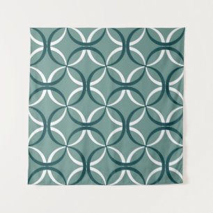 Wavy Lines Green Seamless Muster Wandteppich