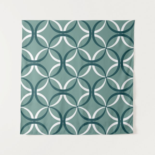 Wavy Lines Green Seamless Muster Wandteppich (Vorderseite)