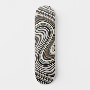 Wavy Lines in Light Brown/Beige/Türkis Blue Skateboard