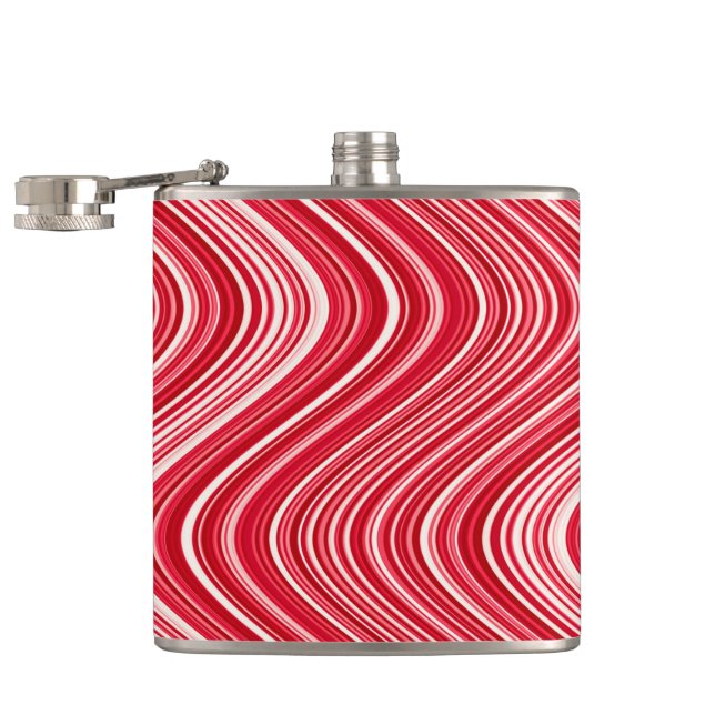 Wavy Lines in Rot und Weiß Flachmann (Geöffnet)