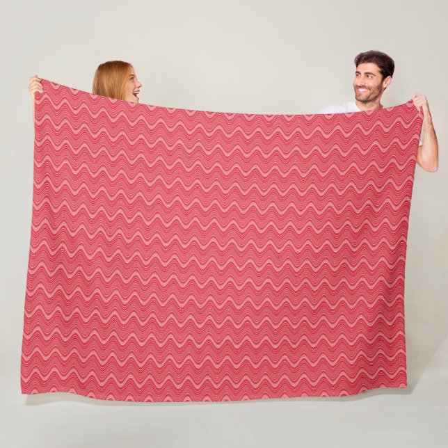Wavy Lines in Rot und Weiß Fleecedecke (Beispiel)