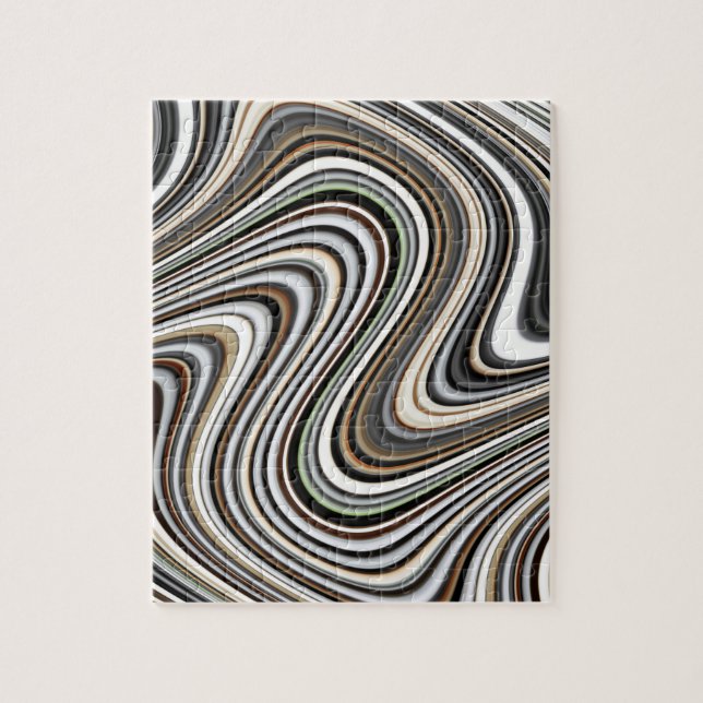 Wavy Lines - Light Brown/Sand/Beige/Türkis/Blau (Vertikal)
