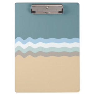 Wavy Lines - Light Brown/Sand/Beige/Türkis/Blau Klemmbrett