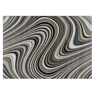 Wavy Lines - Light Brown/Sand/Beige/Türkis/Blau Schneidebrett