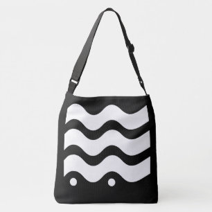 Wavy Lines Schwarzweiß-Design Tragetaschen Mit Langen Trägern