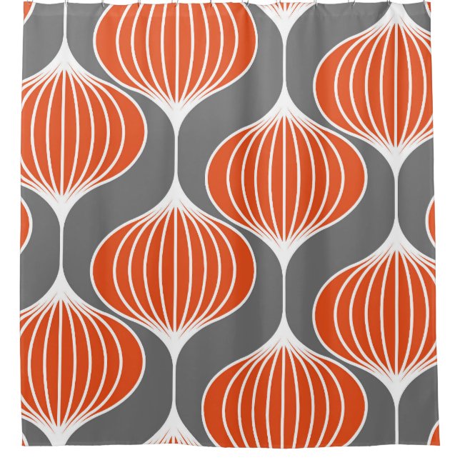 Wavy Linien: geometrisches Vintages Muster. Duschvorhang (Vorderseite)