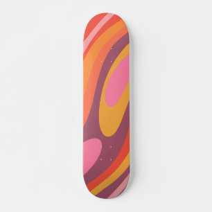Wavy Loops Groovy Retro Abstraktes Muster Skateboard