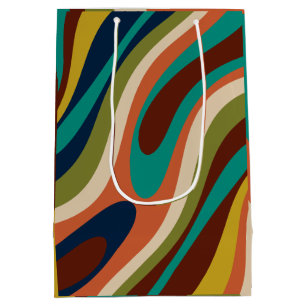 Wavy Loops Multi-Color Retro Abstraktes Muster Mittlere Geschenktüte