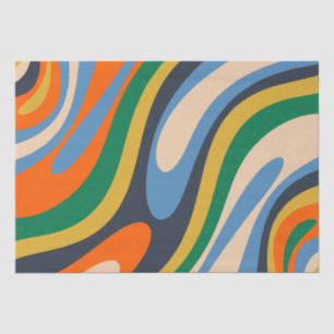 Wavy Loops Retro Abstraktes mehrfarbiges Muster Seidenpapier