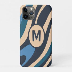 Wavy Loops Retro Abstraktes Muster Initial Blue Case-Mate iPhone Hülle
