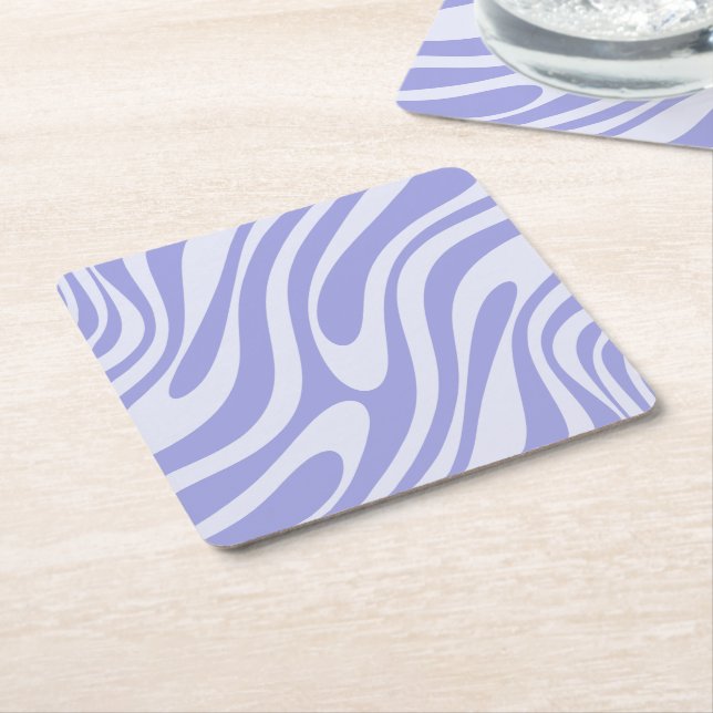 Wavy Loops Retro Abstraktes Muster Licht Lila Rechteckiger Pappuntersetzer (angewinkelt)