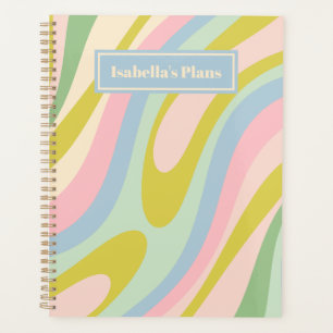 Wavy Loops Retro Abstraktes Muster Pastell Planer