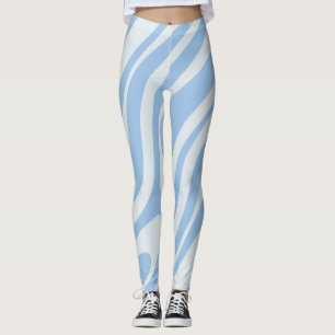Wavy Loops Retro Abstraktes Pattern Pulver Blau Leggings