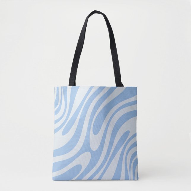 Wavy Loops Retro Abstraktes Pattern Pulver Blau Tasche (Vorderseite)
