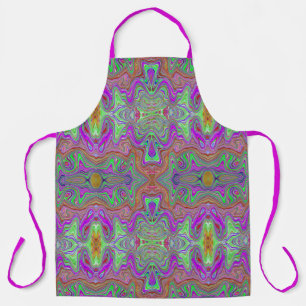 Wavy Magenta, Red and Green Trippy Muster Schürze