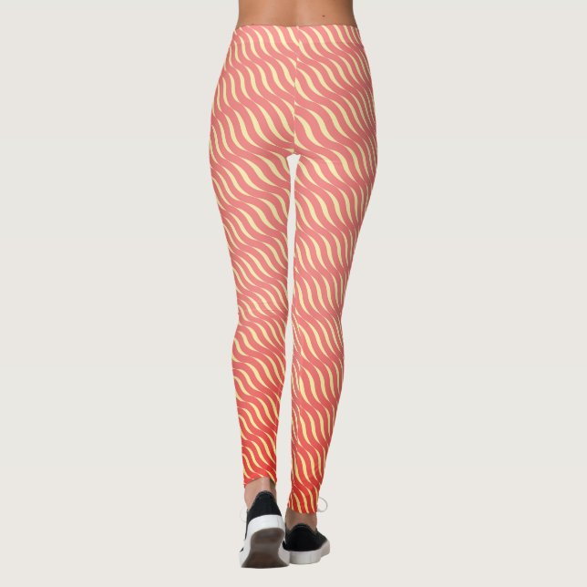 Wavy Magical Inclated Rose Lines Nahtloses Muster Leggings (Rückseite)