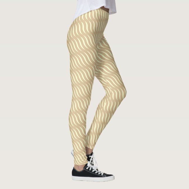 Wavy Magical Inclated Rose Lines Nahtloses Muster Leggings (Rechts)